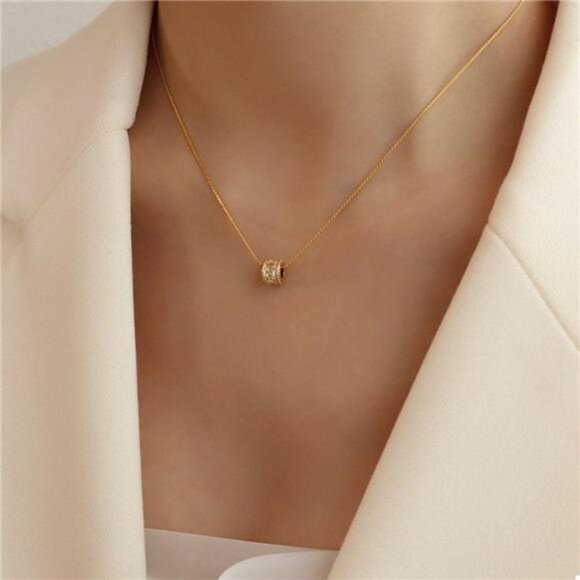 18K Gold-Plated Zircon Minimalist Necklace - Picture 1 of 4